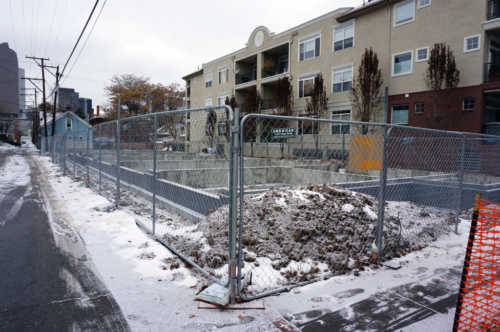 New town houses are going up on Ogden Street. Photo by Burl Rolett.