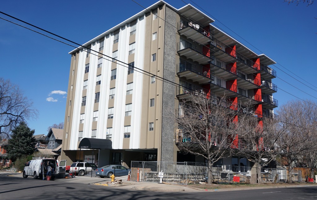 The apartment complex at 1412 Steele St. is undergoing renovations to its 50 units. Photos by Burl Rolett.