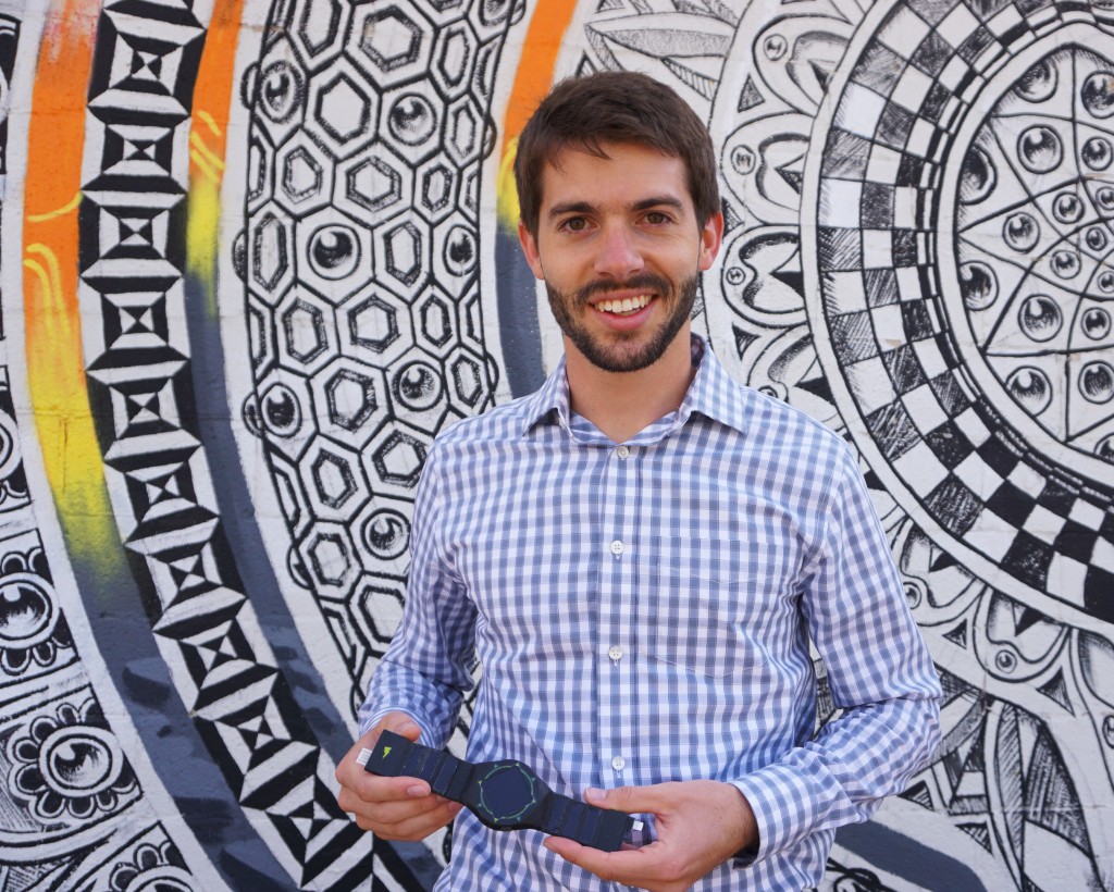 Hemera founder Luke Vance holds a QBand watch, which also acts as a phone charger and USB. Photos by George Demopoulos.