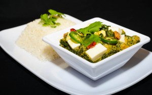 Taja's saag paneer, made with greens, paneer cheese and spices. Photo courtesy of Taja.