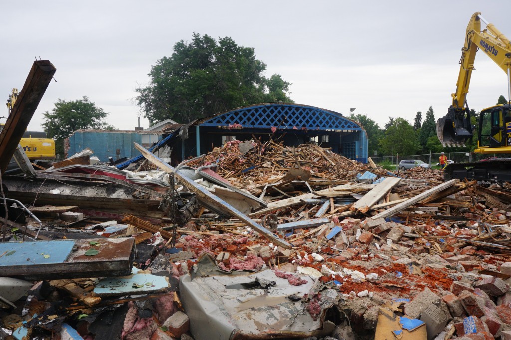 Demolition work is underway along York Street. Photo by Burl Rolett.