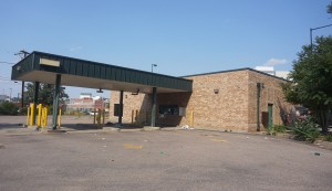 The project would be built on a former bank branch site. Photo by Burl Rolett.