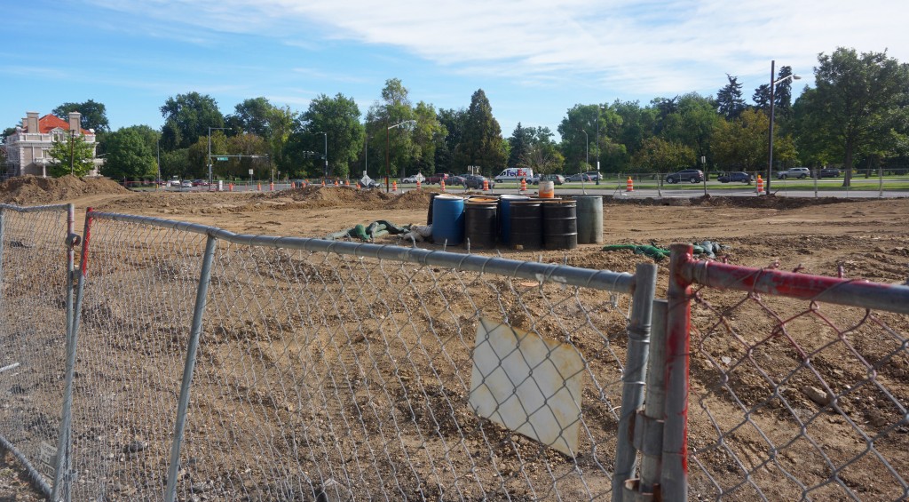 Several buildings have been torn down along a City Park lot. Photo by Burl Rolett.