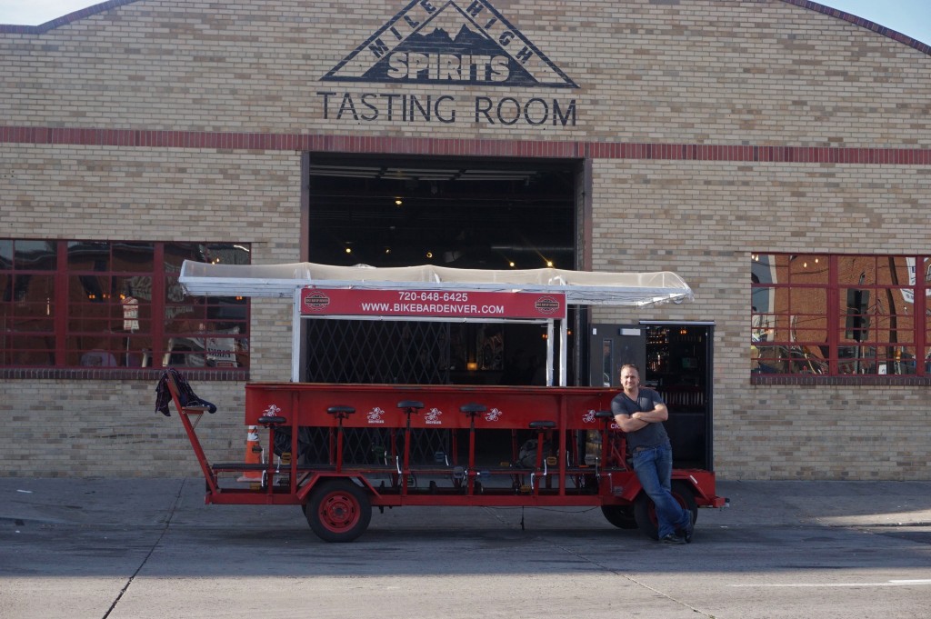 Pollard starts his Bike Bar tours at Mile High Spirits distillery. Photos by George Demopoulos.