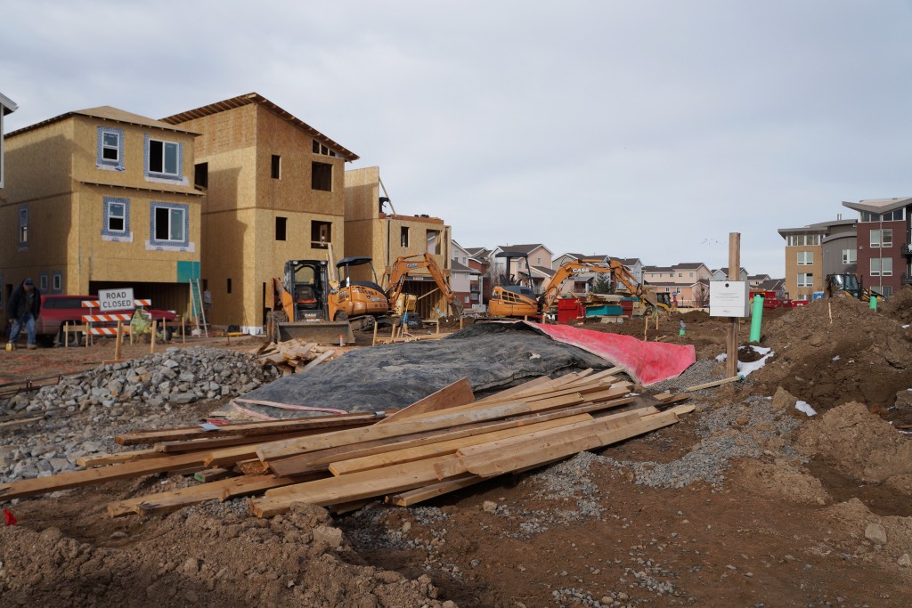 Construction is underway on new two- and three-bedrooms home in Lowry. Photos by Amy DiPierro.