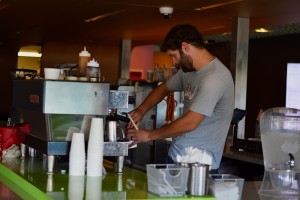 Steve Graves cooks up a cup of coffee.