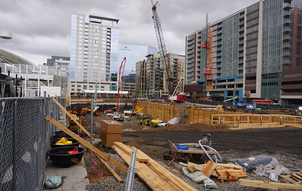 The Coloradan apartment building is underway on a 1-acre plot north of Union Station. (Burl Rolett)