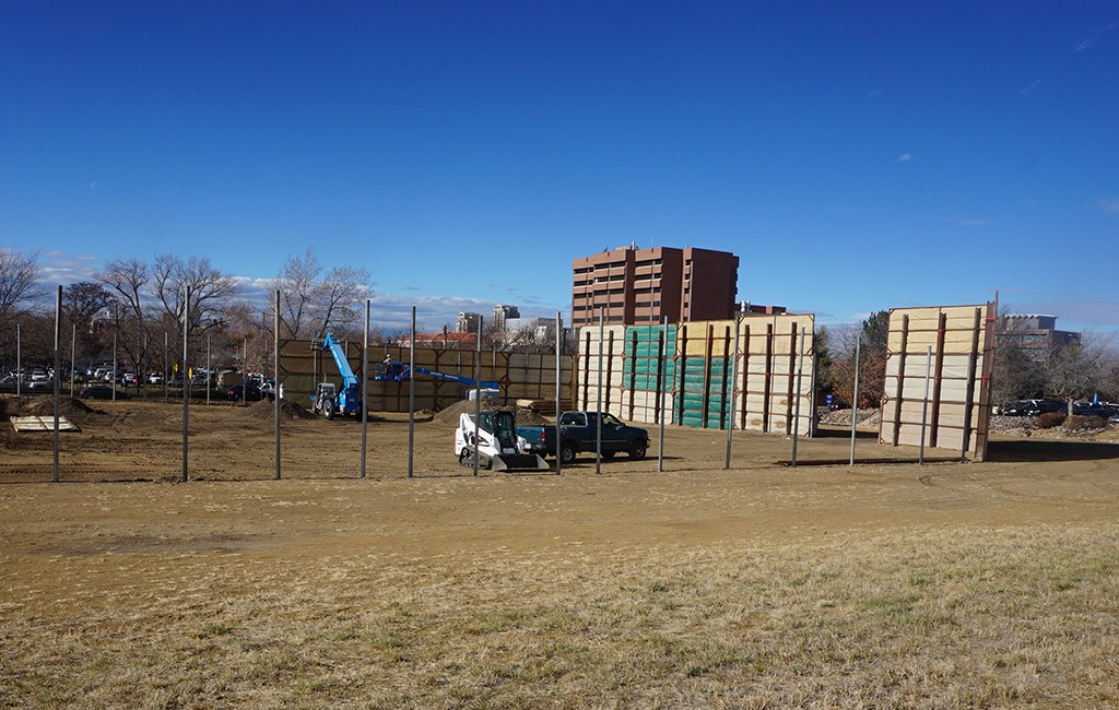 Crews evaluate a potential reservoir site at 14th and Colorado. (Burl Rolett)