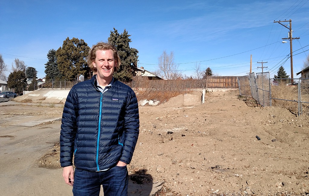 Scott Yeates, head of SW Development, onsite at 29th and Sheridan. (Burl Rolett)