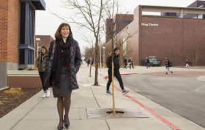 Davidson visiting MSU's Auraria Campus in downtown Denver. (Courtesy MSU Denver)