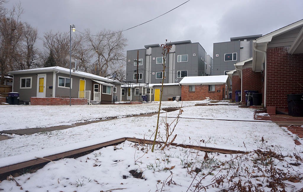 The half-acre site includes a small garden-style apartment complex. (Burl Rolett)