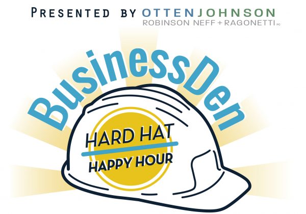 Hard hat Happy Hour Logo Presented by OJ