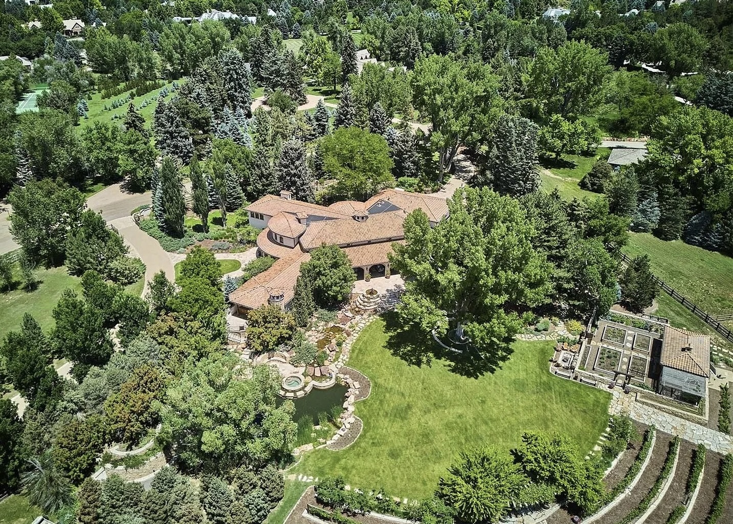 Cherry Hills Spanish Revival mansion lists for $22M 1 12 Lynn Road aerial