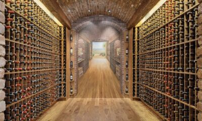 7 Village Road wine cellar with painting