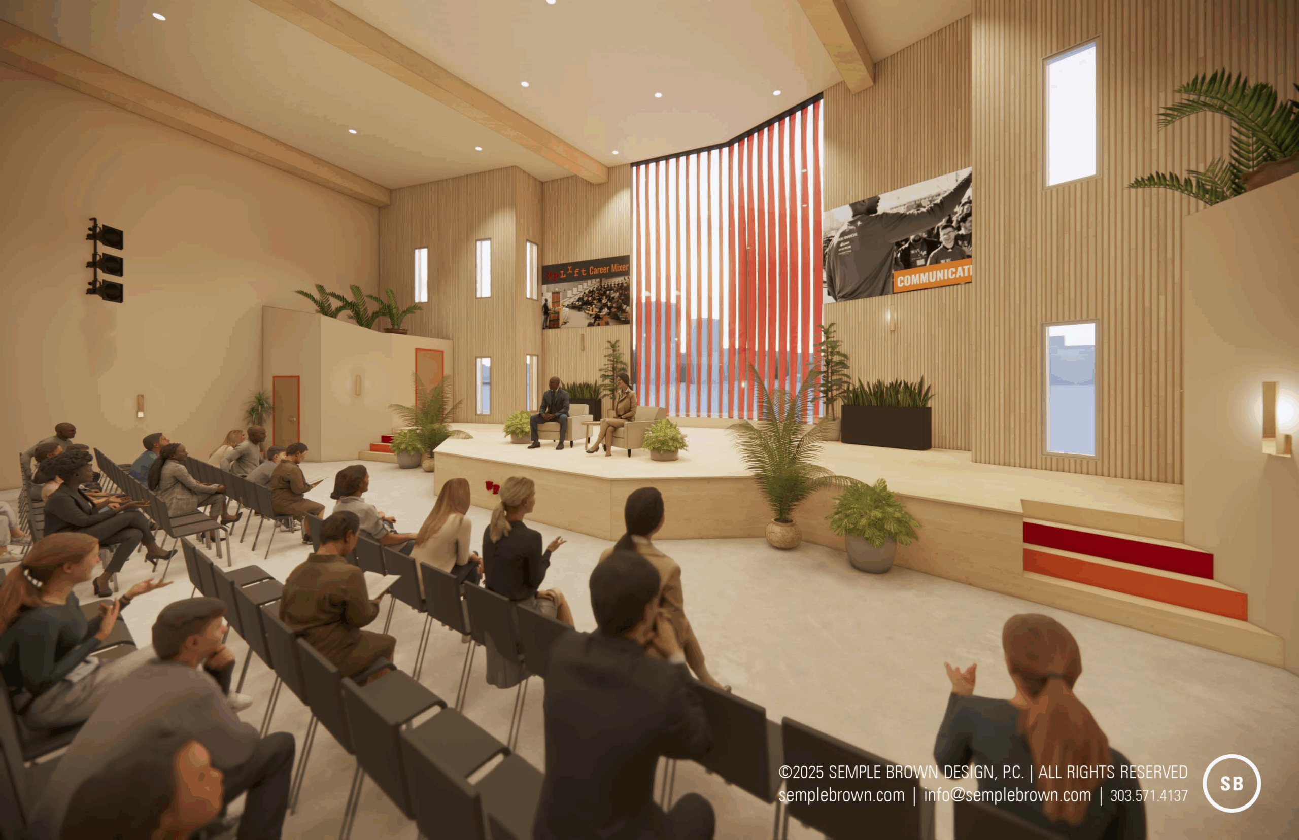 A rendering of the new leadership center the nonprofit plans to construct on campus. (Courtesy Colorado Uplift/Semple Brown)